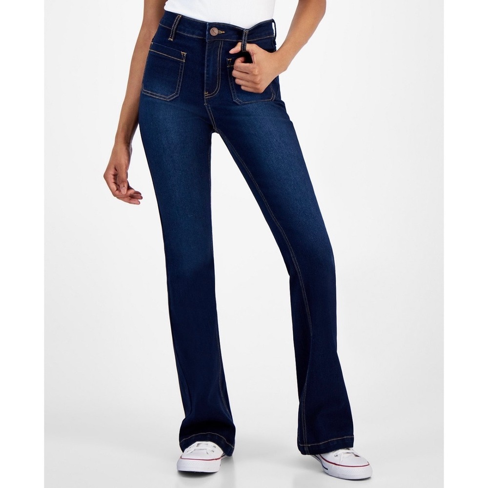 Dollhouse High Rise Flare‎ Jeans Size 11 12 Dark Wash Patch Pocket Y2K NEW